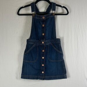 GAP Dark Blue Denim Button-Front Pinafore Dress